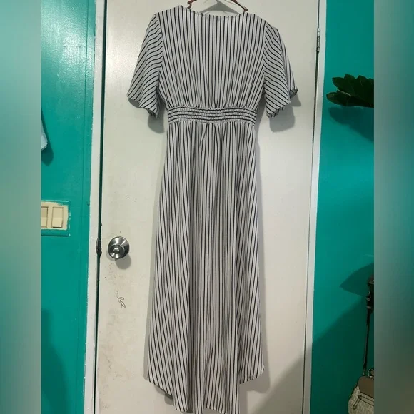 FAVLUX Black and White Striped High Low Dress - Picture 2 of 8